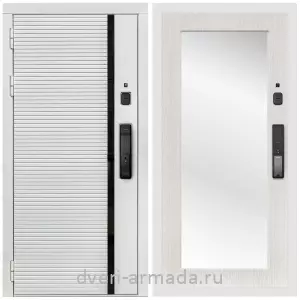 Входные двери МДФ с двух сторон, Умная входная смарт-дверь Армада Каскад WHITE МДФ 10 мм Kaadas K9 / МДФ 16 мм ФЛЗ-Пастораль, Дуб белёный