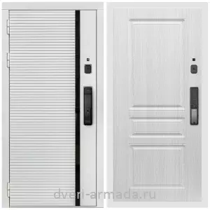 Правые входные двери, Умная входная смарт-дверь Армада Каскад WHITE МДФ 10 мм Kaadas K9 / МДФ 16 мм ФЛ-243 Дуб белёный