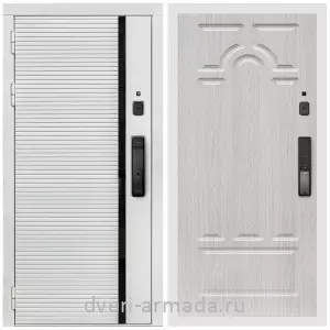 Правые входные двери, Умная входная смарт-дверь Армада Каскад WHITE МДФ 10 мм Kaadas K9 / МДФ 16 мм ФЛ-58 Дуб белёный