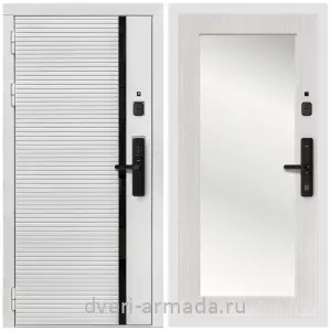 Умная входная смарт-дверь Армада Каскад WHITE МДФ 10 мм Kaadas S500 / МДФ 16 мм ФЛЗ-Пастораль, Дуб белёный
