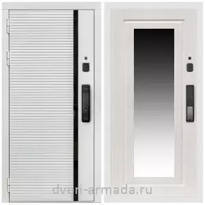 Входные двери с двумя петлями, Умная входная смарт-дверь Армада Каскад WHITE МДФ 10 мм Kaadas K9 / МДФ 16 мм ФЛЗ-120 Дуб белёный