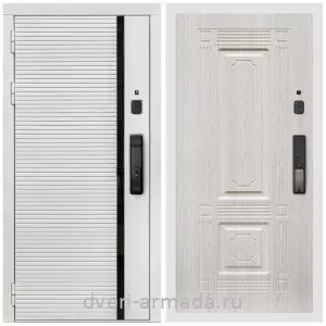 Правые входные двери, Умная входная смарт-дверь Армада Каскад WHITE МДФ 10 мм Kaadas K9 / МДФ 16 мм ФЛ-2 Дуб белёный