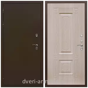 Дверь входная уличная в дом Армада Термо Молоток коричневый/ ФЛ-2 Дуб белёный для дачи на заказ двухконтурная