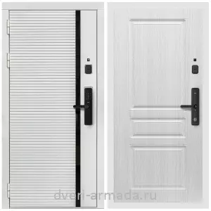 Входные двери Беленый дуб, Умная входная смарт-дверь Армада Каскад WHITE МДФ 10 мм Kaadas S500 / МДФ 16 мм ФЛ-243 Дуб белёный