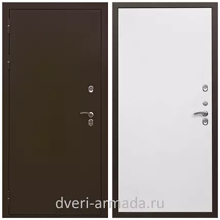 Дверь входная уличная в квартиру Армада Термо Молоток коричневый/ Гладкая белый матовый минеральная плита