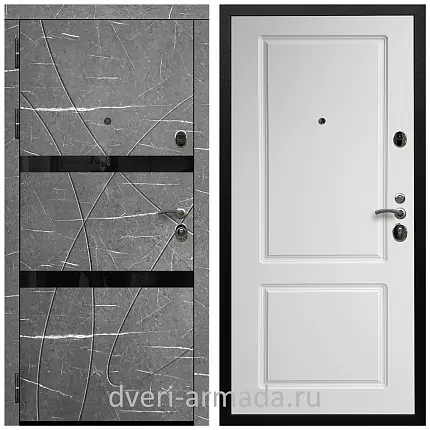 Дверь входная Армада Престиж Черная шагрень МДФ 16 мм Торос графит / ФЛ-117 Белый матовый